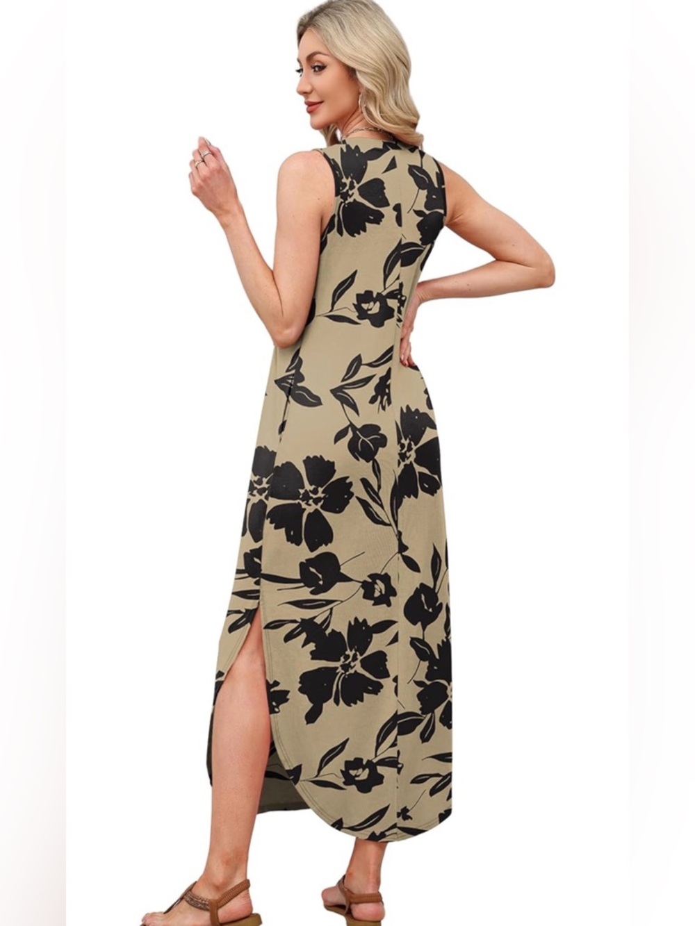 🆕Sleeveless V-Neck Maxi Dress with Pockets - Picture 2 of 3